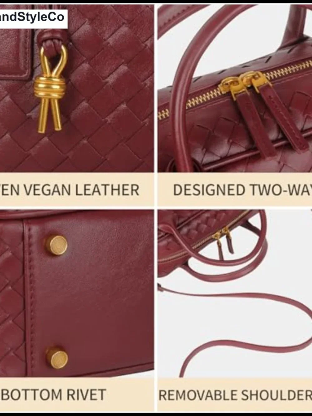 Handmade Woven Leather Top Handle Bag Crossbody Purse Vegan Leather Hobo